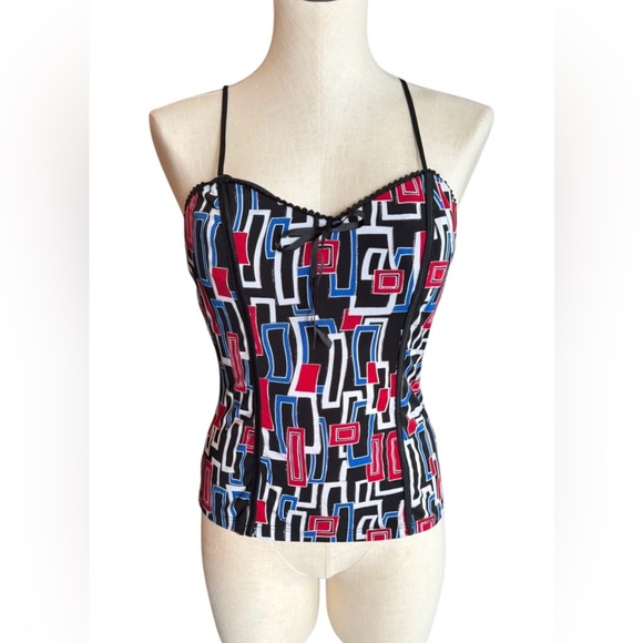 Y2K Corset Style Lace Patterned Baby Tank size Large *Runs Small - Picture 2 of 8